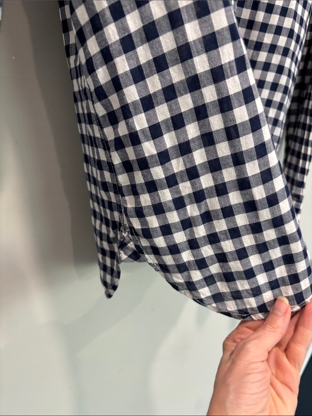 J.Crew Boy Shirt Navy White Gingham Plaid Button Down Cotton Size 8 - Picture 8 of 14